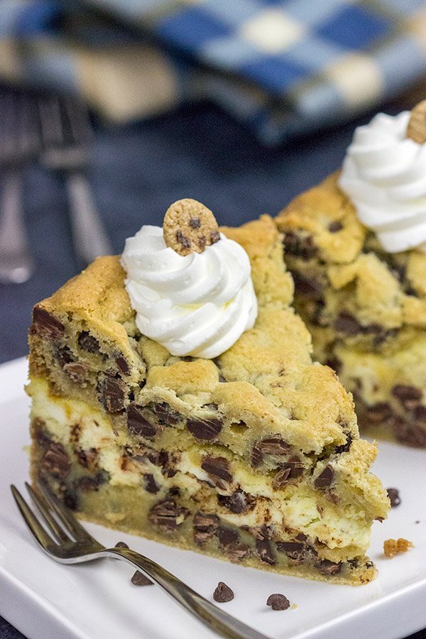 If you're looking for a fun and unique dessert, then put this Chocolate Chip Cookie Cheesecake on the list!  It's delicious!