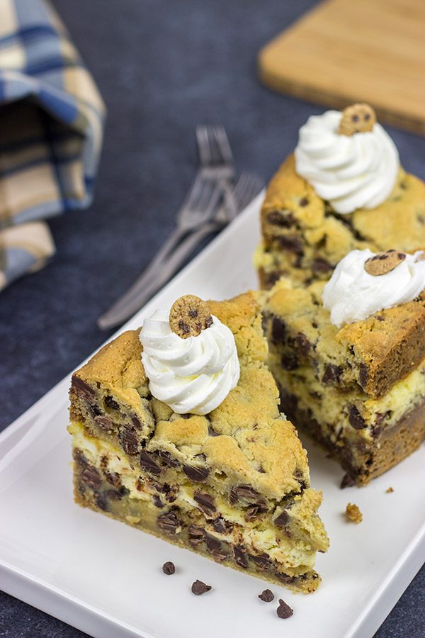 If you're looking for a fun and unique dessert, then put this Chocolate Chip Cookie Cheesecake on the list!  It's delicious!