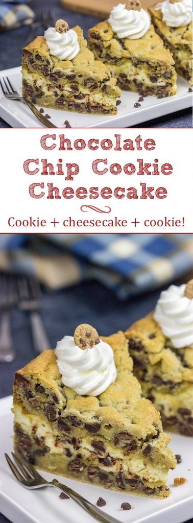 If you're looking for a fun and unique dessert, then put this Chocolate Chip Cookie Cheesecake on the list! It's delicious!
