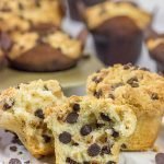 Packed with chocolate chips and topped with a brown sugar streusel, these Chocolate Chip Muffins are a delicious treat for any time of the day!