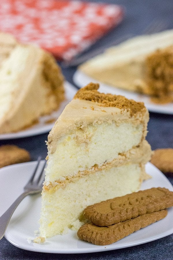 Packed with the flavor of speculoos cookies, this Cookie Butter Cake makes for one heck of a tasty dessert!  Serve up a slice tonight with a mug of coffee!