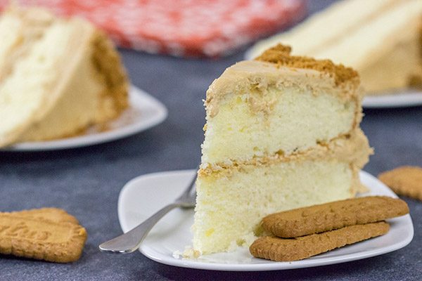 Packed with the flavor of speculoos cookies, this Cookie Butter Cake makes for one heck of a tasty dessert!  Serve up a slice tonight with a mug of coffee!