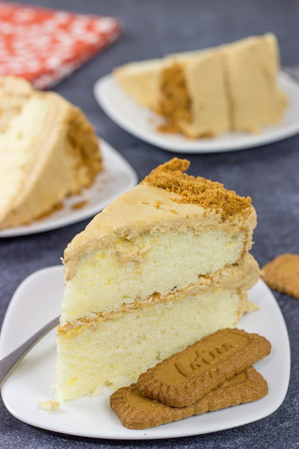Packed with the flavor of speculoos cookies, this Cookie Butter Cake makes for one heck of a tasty dessert!  Serve up a slice tonight with a mug of coffee!
