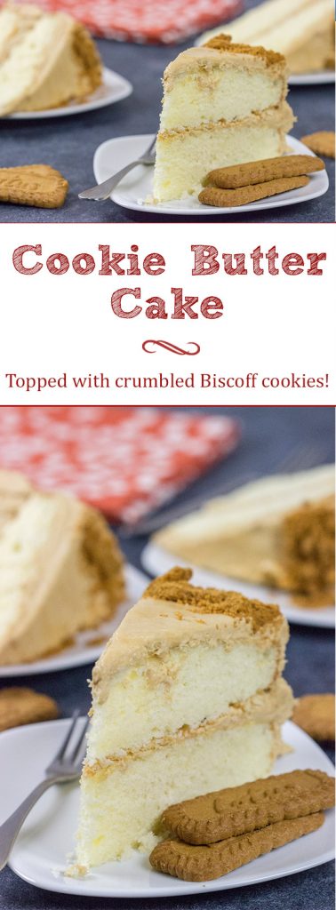 Packed with the flavor of speculoos cookies, this Cookie Butter Cake makes for one heck of a tasty dessert! Serve up a slice tonight with a mug of coffee!