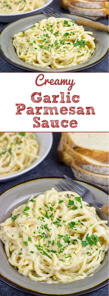 This Garlic Parmesan Sauce is not only creamy and delicious, but it's ready in about the same time it takes to cook pasta. Coincidence? I think not!