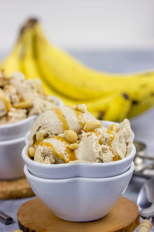It's hard to beat creamy ice cream on a hot summer day.  Cool off with a batch of this Peanut Butter Banana Ice Cream!