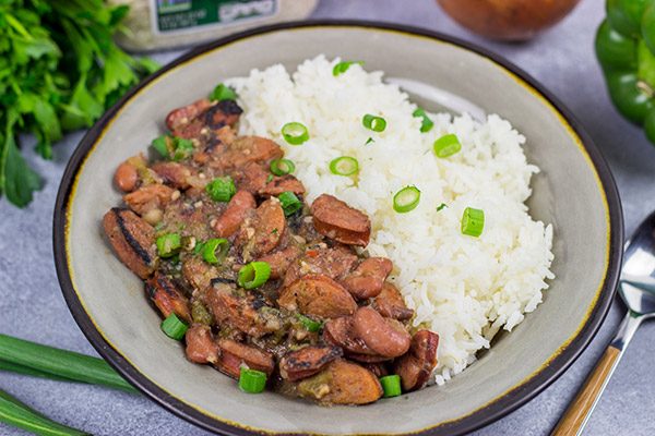 Chase the Monday blues away!  Bring the flavor of New Orleans into your kitchen with a batch of this classic Red Beans and Rice!