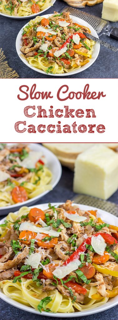 Rustic Italian food just tastes better when it's cold outside! This Slow Cooker Chicken Cacciatore is one of our favorite dinners on a chilly winter day!