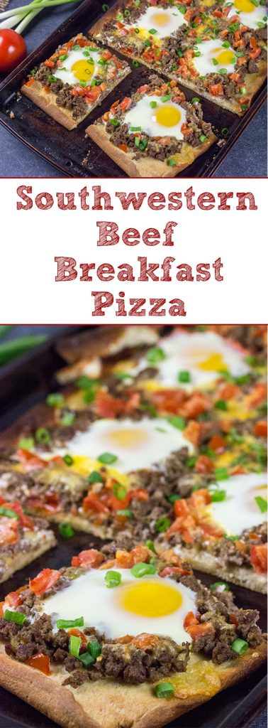 Who says pizza is only for dinner? This tasty Southwestern Beef Breakfast Pizza is perfect for weekend brunch!
