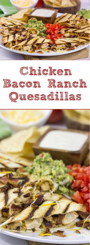 Turn up the flavor on dinner with these Chicken Bacon Ranch Quesadillas! (And since the grill is hot, go ahead and grill the 'dillas, too!)