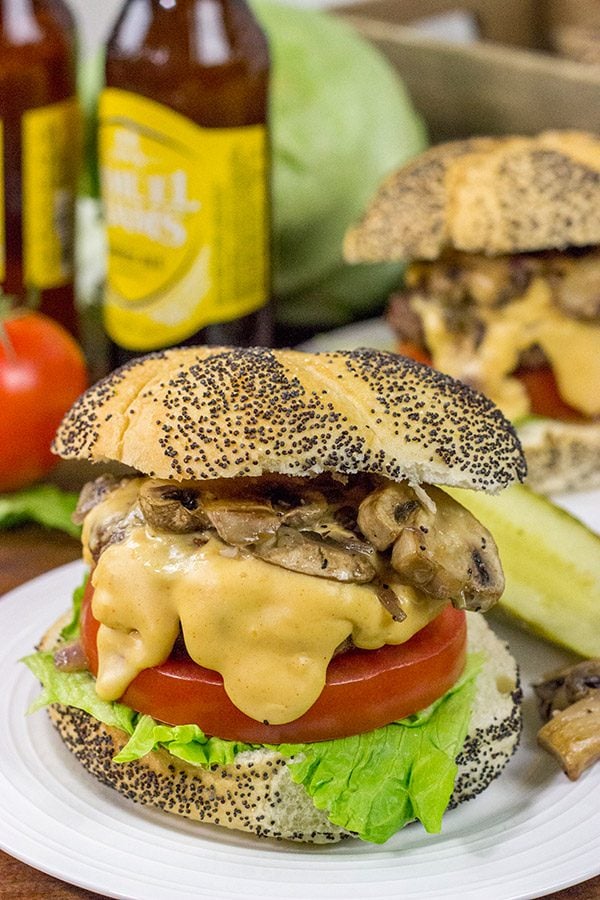 Fire up the grill! These Grilled Mushroom Swiss Burgers are a great way to celebrate warm summer evenings in the backyard!