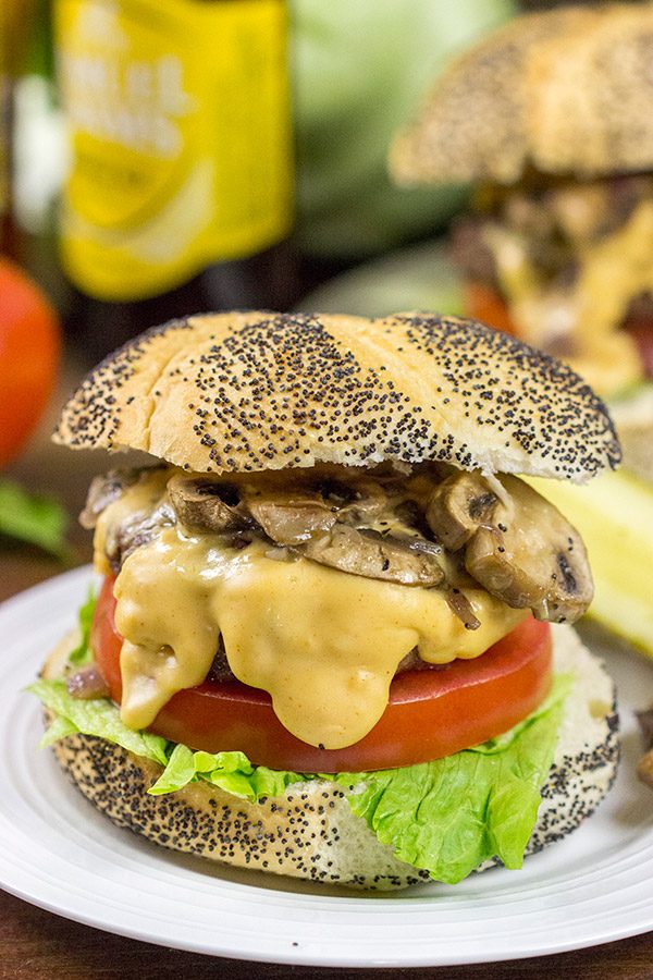 Fire up the grill!  These Grilled Mushroom Swiss Burgers are a great way to celebrate warm summer evenings in the backyard!