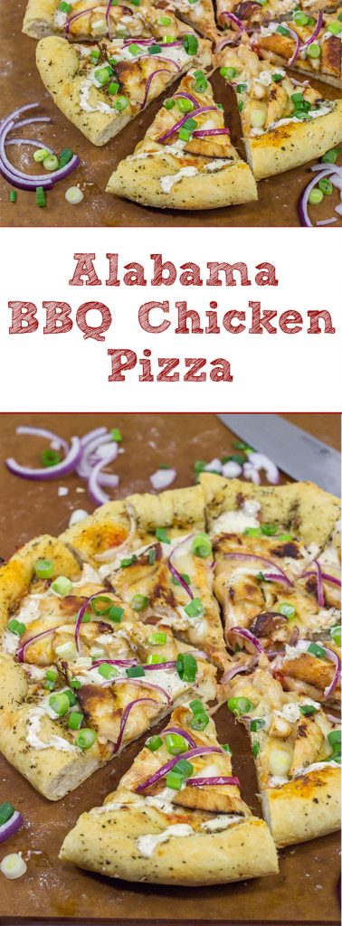 Mix up pizza night with a batch of Alabama White BBQ Sauce! This Alabama Style BBQ Chicken Pizza is a delicious combination of flavors!