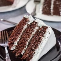 Featuring a rich, moist chocolate cake topped with an airy 7 minute frosting, this Devil's Food Cake is sure to satisfy your sweet tooth!