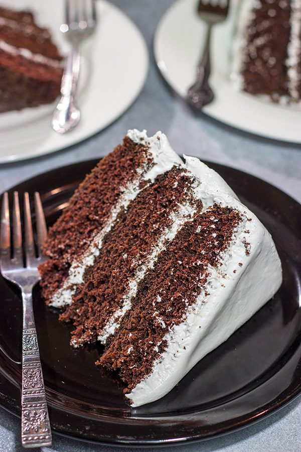 Featuring a rich, moist chocolate cake topped with an airy 7 minute frosting, this Devil's Food Cake is sure to satisfy your sweet tooth!