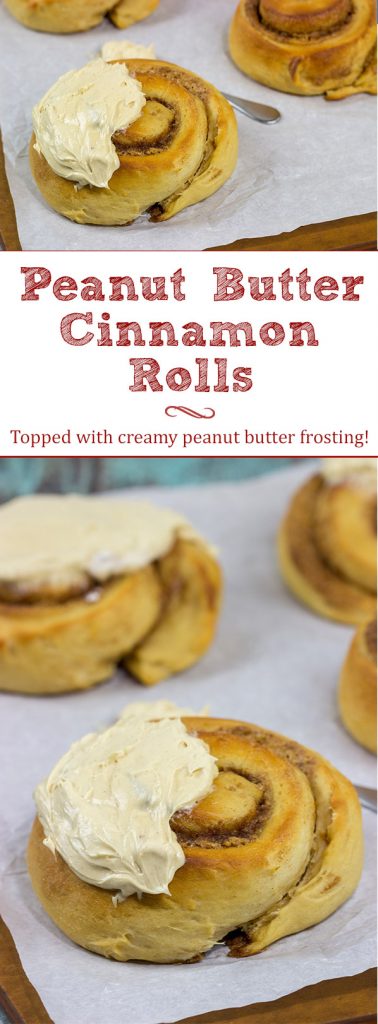 If you love peanut butter, then these Peanut Butter Cinnamon Rolls will be a new favorite! Topped with a whipped peanut butter frosting, these rolls are a tasty breakfast or dessert!
