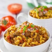 This Slow Cooker Chili Mac will remind you of childhood comfort food in the best way possible!  Plus, it's an easy recipe for busy days!