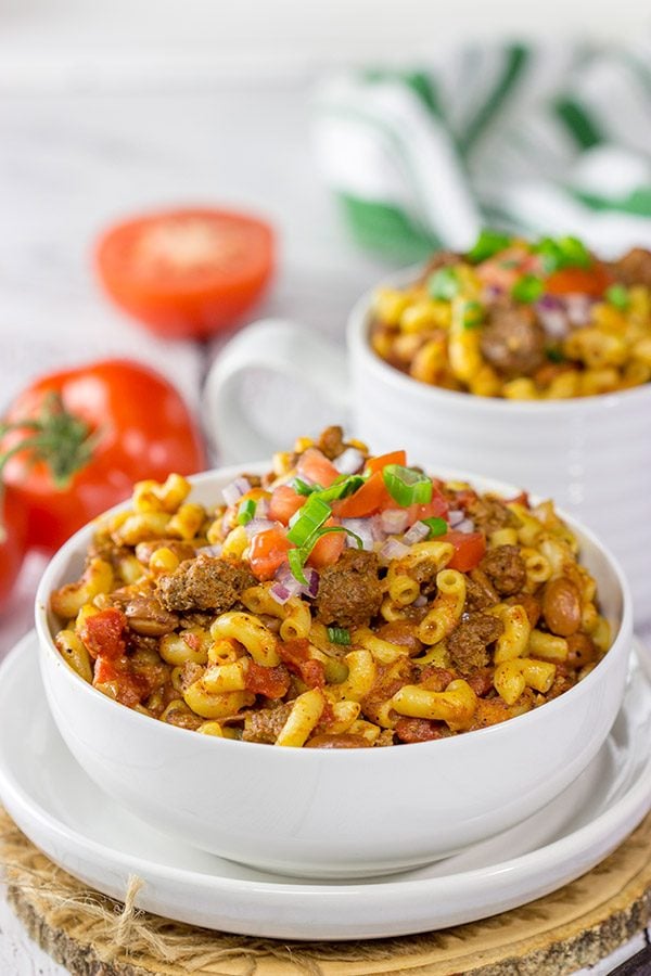 This Slow Cooker Chili Mac will remind you of childhood comfort food in the best way possible! Plus, it's an easy recipe for busy days!