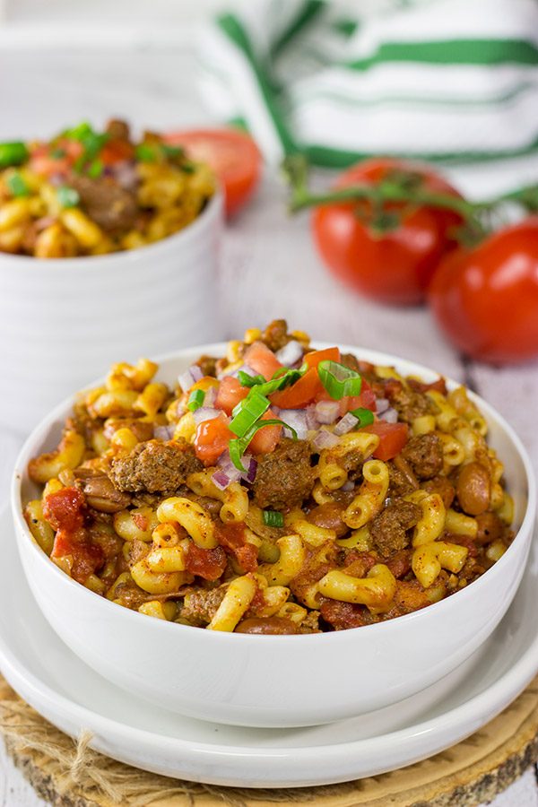 This Slow Cooker Chili Mac will remind you of childhood comfort food in the best way possible!  Plus, it's an easy recipe for busy days!