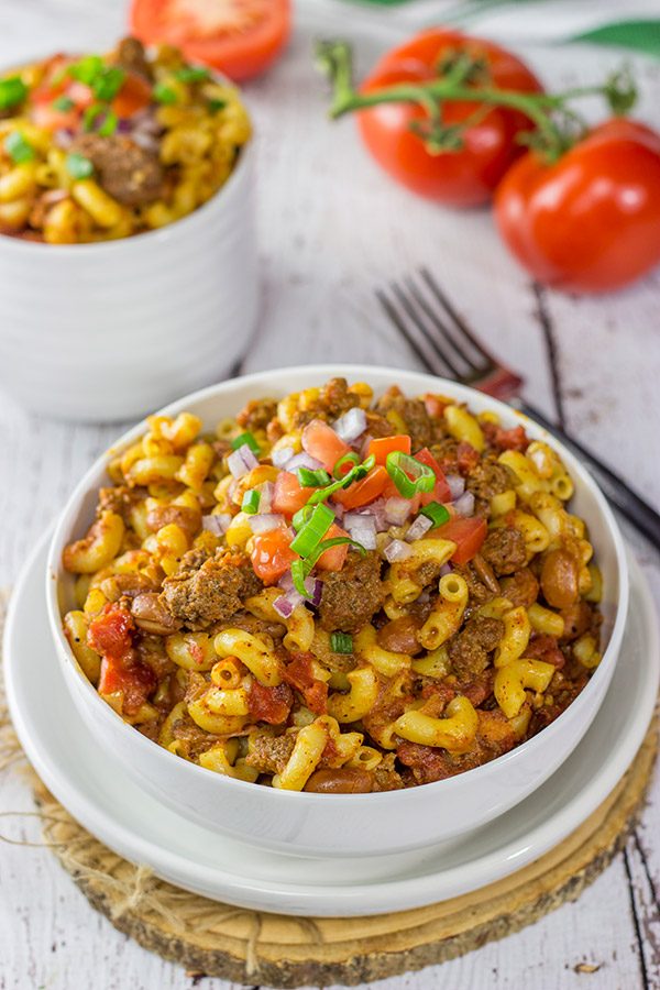 This Slow Cooker Chili Mac will remind you of childhood comfort food in the best way possible!  Plus, it's an easy recipe for busy days!
