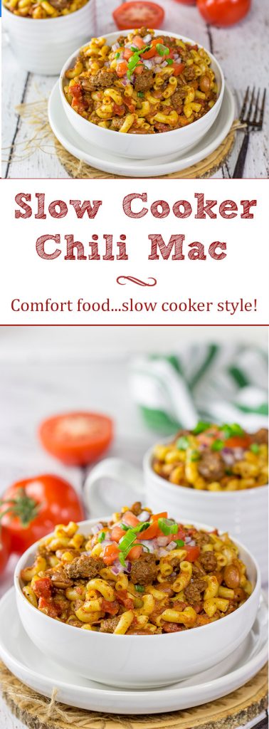 This Slow Cooker Chili Mac will remind you of childhood comfort food in the best way possible!  Plus, it's an easy recipe for busy days!