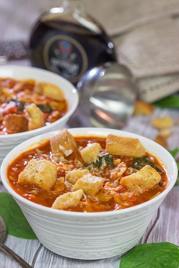 This Tomato Florentine Soup is packed with tons of flavor...and it's ready in less than 30 minutes! It's a great way to warm up on a cold day!