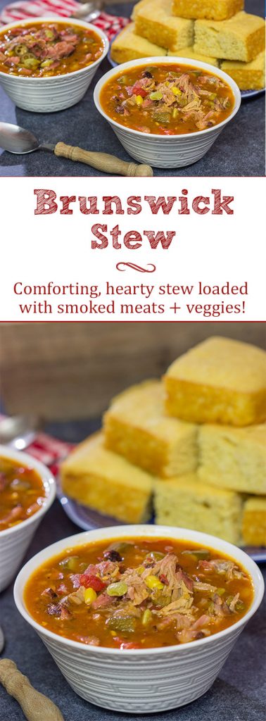 It's not often you get to include BBQ sauce in a stew! This Brunswick Stew is loaded with smoked meats and veggies - perfect comfort food for a cold winter night!