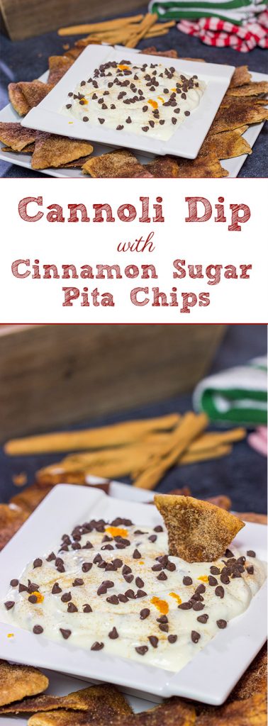 Don't forget the sweet treats on your appetizer table! This Cannoli Dip with Cinnamon Sugar Pita Chips takes almost no time to make. It's sure to be a party favorite!