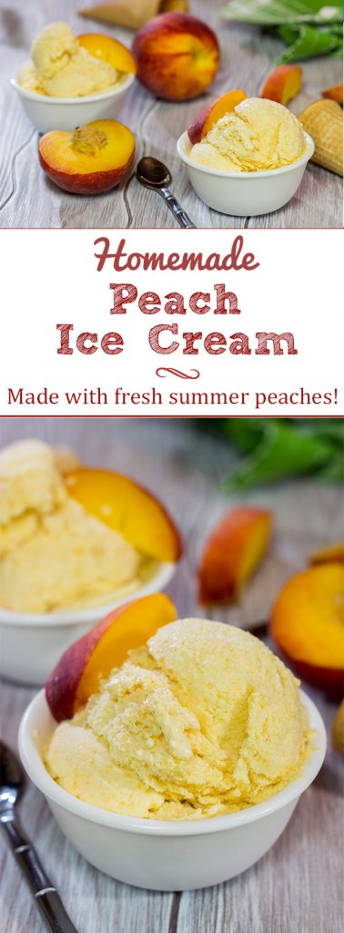 Is it a scorcher outside today? Cool off with ice cream! Celebrate peach season with a batch of this Homemade Peach Ice Cream!