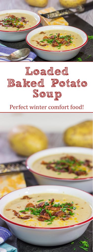 Loaded baked potato meets comforting creamy soup. This Loaded Baked Potato Soup is a bowl of pure comfort food, and it's sure to keep you warm on cold winter nights!Loaded baked potato meets comforting creamy soup. This Loaded Baked Potato Soup is a bowl of pure comfort food, and it's sure to keep you warm on cold winter nights!