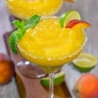 Grab the margarita glasses and celebrate warm summer evenings with a pitcher of these Peach Margaritas! Cheers!