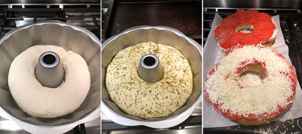 A cross between pizza and a sandwich, this Pepperoni Pizza Bundtwich is packed with flavor!  It's the perfect gameday appetizer!