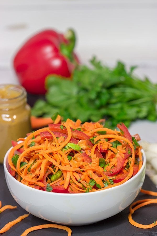 Looking for an easy, healthy side dish? These Thai Peanut Carrot Noodles are packed with flavor, and they take only a few minutes to make!