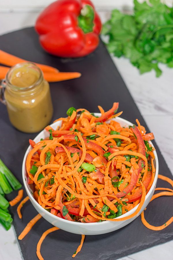 Looking for an easy, healthy side dish?  These Thai Peanut Carrot Noodles are packed with flavor, and they take only a few minutes to make!