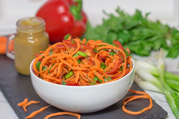 Looking for an easy, healthy side dish?  These Thai Peanut Carrot Noodles are packed with flavor, and they take only a few minutes to make!