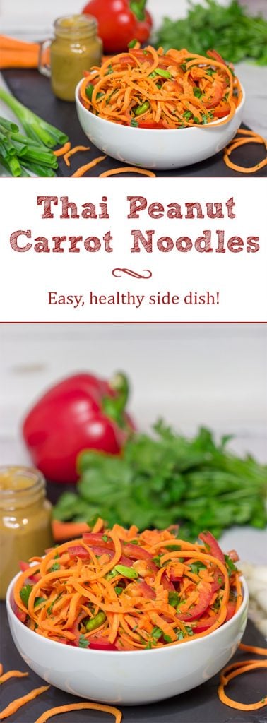 Looking for an easy, healthy side dish? These Thai Peanut Carrot Noodles are packed with flavor, and they take only a few minutes to make!