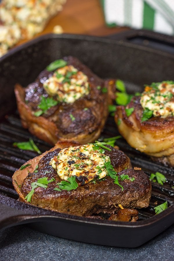 Bacon Wrapped Steak is delicious.  Bacon Wrapped Steak with Blue Cheese Butter?  Now that's a recipe worthy of a celebration!