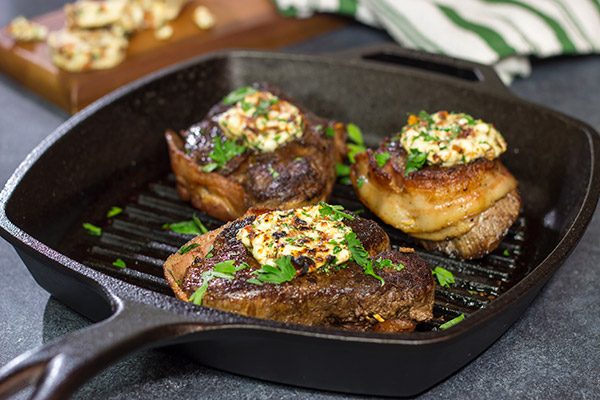 Bacon Wrapped Steak is delicious.  Bacon Wrapped Steak with Blue Cheese Butter?  Now that's a recipe worthy of a celebration!