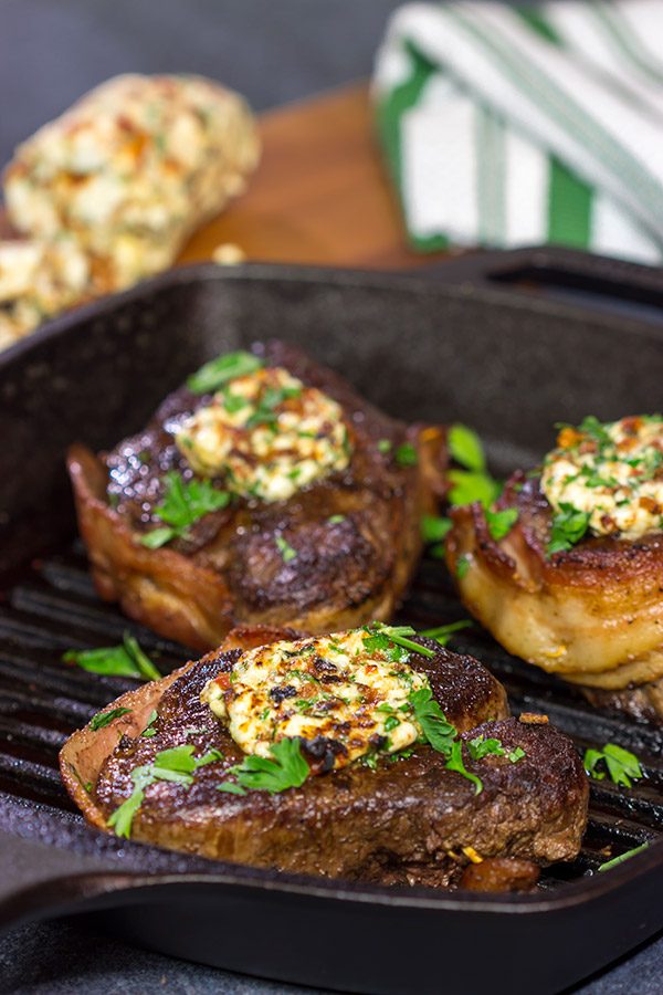 Bacon Wrapped Steak is delicious.  Bacon Wrapped Steak with Blue Cheese Butter?  Now that's a recipe worthy of a celebration!