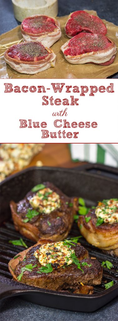 Bacon Wrapped Steak is delicious.  Bacon Wrapped Steak with Blue Cheese Butter?  Now that's a recipe worthy of a celebration!