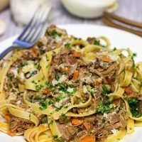 This Beef Short Rib Bolognese is a delicious comfort food meal that's perfect for winter!  Requiring just 30 minutes of prep time, this recipe is surprisingly easy, too!