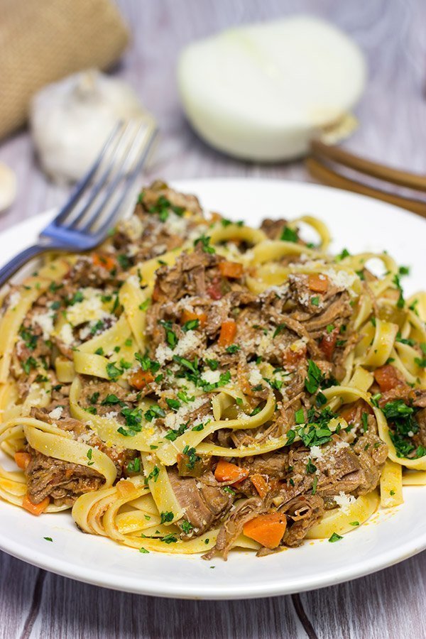 This Beef Short Rib Bolognese is a delicious comfort food meal that's perfect for winter!  Requiring just 30 minutes of prep time, this recipe is surprisingly easy, too!
