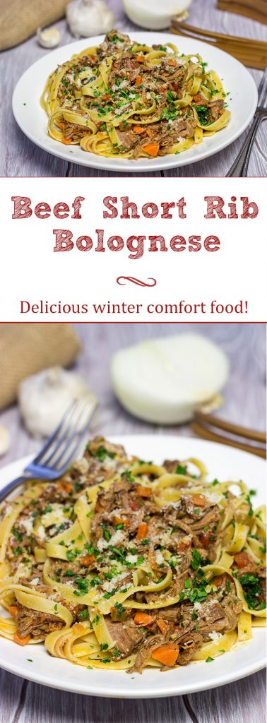 This Beef Short Rib Bolognese is a delicious comfort food meal that's perfect for winter!  Requiring just 30 minutes of prep time, this recipe is surprisingly easy, too!