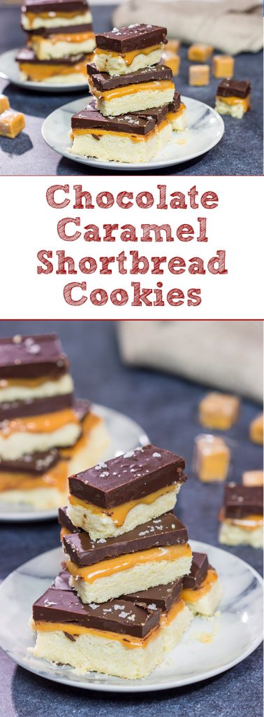 Featuring a combination of sweet and salty, these Chocolate Caramel Shortbread Cookies are the perfect sweet treat for finishing an evening!