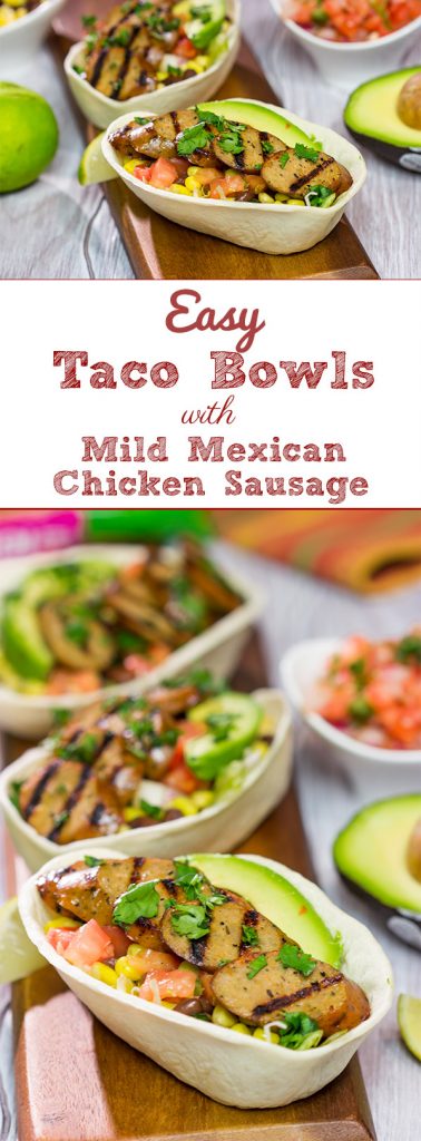 Don't skimp on flavor just because it's a busy weeknight! These Easy Taco Bowls with Mild Mexican Chicken Sausage are ready in just 20 minutes!