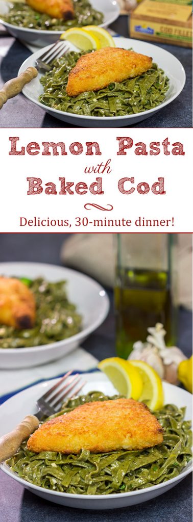 This Lemon Pasta with Baked Cod is a delicious (and easy) way to mix up weeknight dinners!