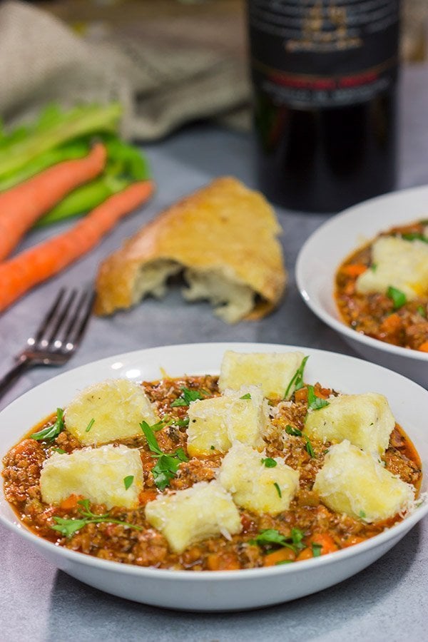This Ricotta Gnocchi with Veal Ragu is the ultimate comfort food for chilly weather!  Packed with layers upon layers of flavor, this recipe is definitely a keeper!