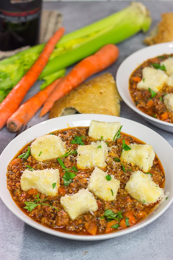 This Ricotta Gnocchi with Veal Ragu is the ultimate comfort food for chilly weather!  Packed with layers upon layers of flavor, this recipe is definitely a keeper!
