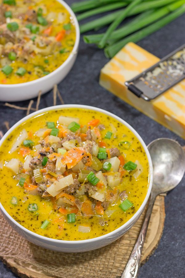 This Cheeseburger Soup is the perfect comfort food for cold winter nights when you don't feel like shoveling a path to the grill!