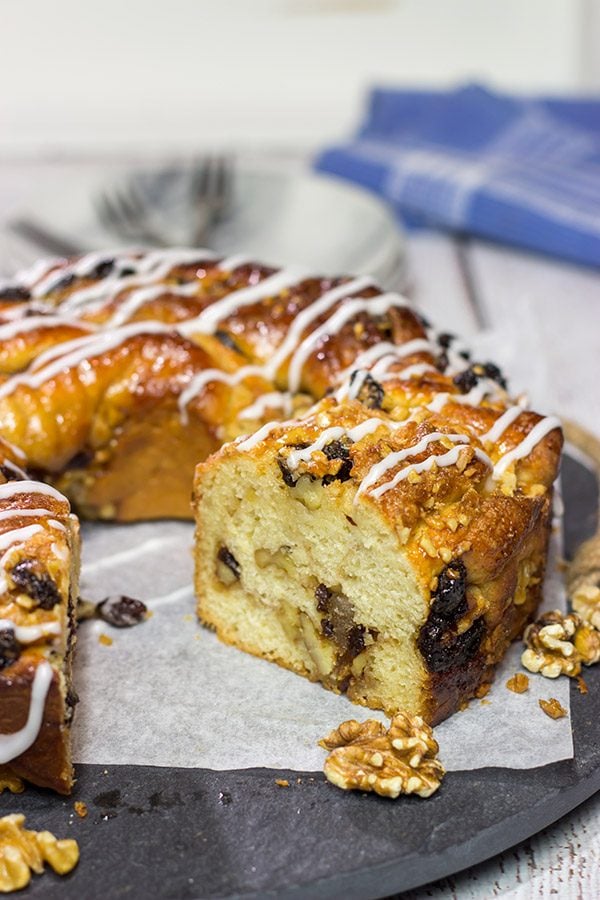 Filled with raisins, walnuts and cinnamon, this Cinnamon Walnut Babka is a delicious way to celebrate the arrival of Spring!